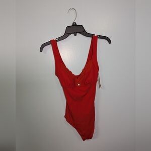 Colsie Scarlet Waffle Knit Thong Bodysuit Xs